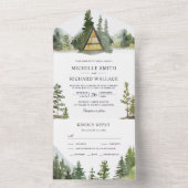 Lijst Cabin Lodge Rustic Mountain Wedding All In One Uitnodiging (Binnen)
