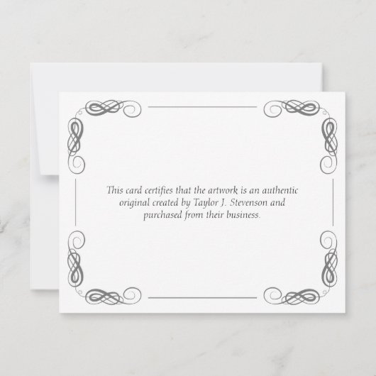  Lijst  Certificaat van echtheid (Achterkant)