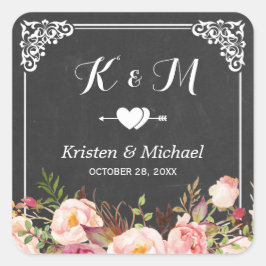  Lijst Chalkboard Floral Wedding Favor Vierkante Sticker
