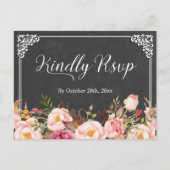 Lijst Chalkboard Floral Wedding RSVP Uitnodiging Briefkaart (Voorkant)