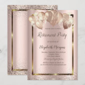 Lijst Confetti ballonnen Roos Gold Pensioen Kaart (Voorkant / Achterkant)