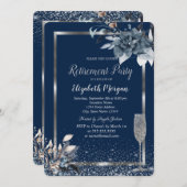 Lijst Confetti Winterbloem Champagne Pensioen Kaart (Voorkant / Achterkant)