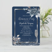 Lijst Confetti Winterbloem Champagne Pensioen Kaart (Staand voorkant)