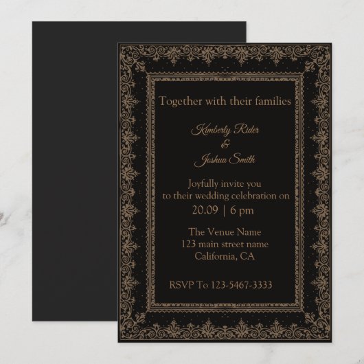Lijst Design Wedding Invitations Kaart (Voorkant / Achterkant)