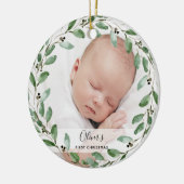 Lijst | Eerste Kerstmis baby met foto's Keramisch Ornament (Links)