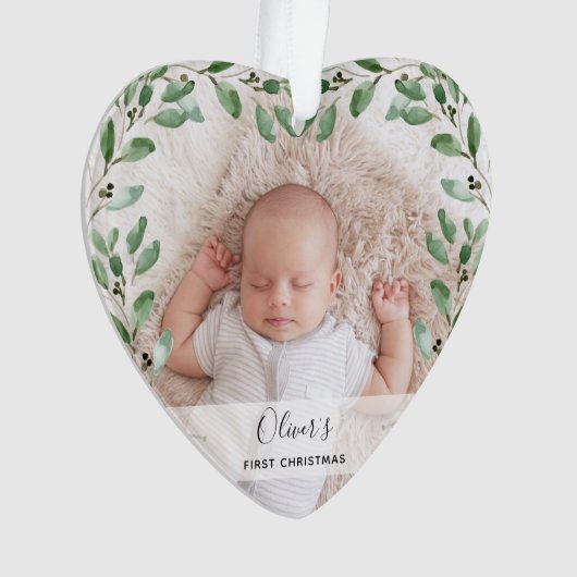 Lijst | Eerste Kerstmis baby met foto's Ornament (voorkant)
