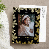 Lijst Elegant Black en Gold Pine Folie Feestdagen Briefkaart