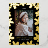 Lijst Elegant Black en Gold Pine Folie Feestdagenkaart (Voorkant)