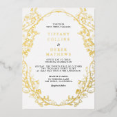 Lijst Elegant Bruiloftsgoud Folie Uitnodiging (Voorkant)