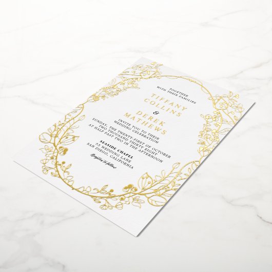 Lijst Elegant Bruiloftsgoud Folie Uitnodiging (Gedraaid)