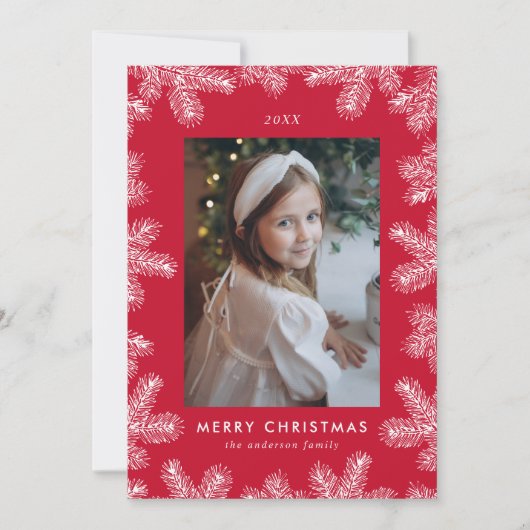 Lijst Elegant Red and White Pine Feestdagenkaart (Voorkant)