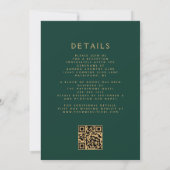  Lijst Emerald Green Gold QR Code Huwelijk Kaart (Achterkant)
