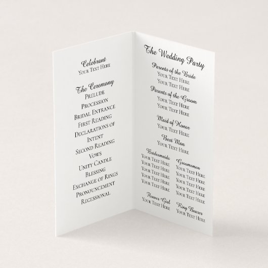  Lijst- en Floral Wedding-programma Kaart (Binnen)