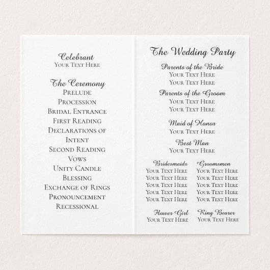  Lijst- en Floral Wedding-programma Kaart (Binnenkant ongevouwen)