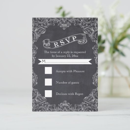  lijst en krijtbord bruiloft RSVP (Staand voorkant)