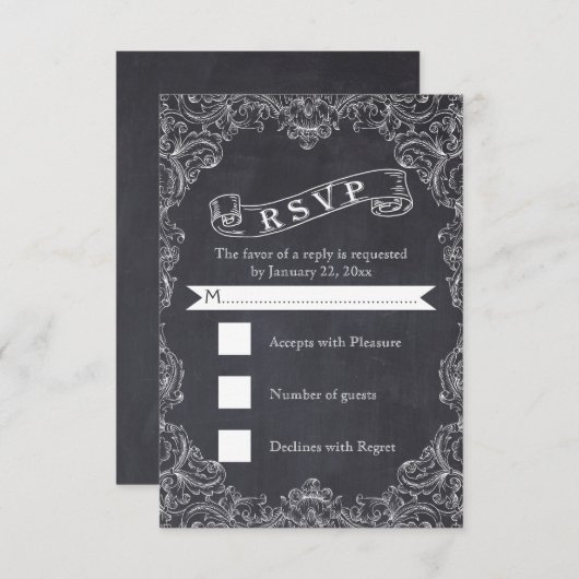  lijst en krijtbord bruiloft RSVP (Voorkant / Achterkant)