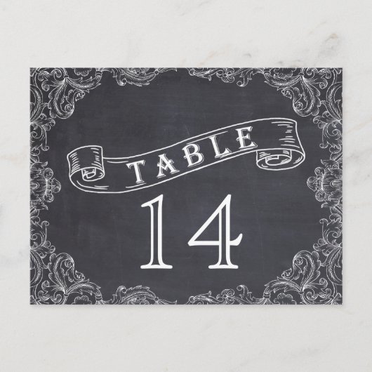  lijst en krijtbord trouwtafel nummer briefkaart (Voorkant)