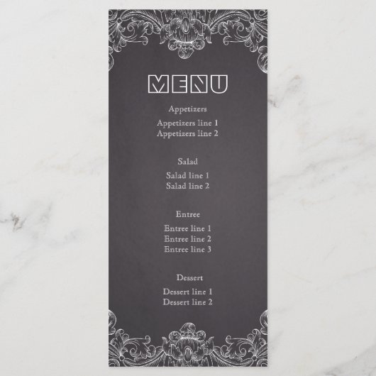 lijst- en krijtbordtrouwmenu menu (Achterkant)