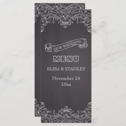  lijst- en krijtbordtrouwmenu menu (Voorkant / Achterkant)