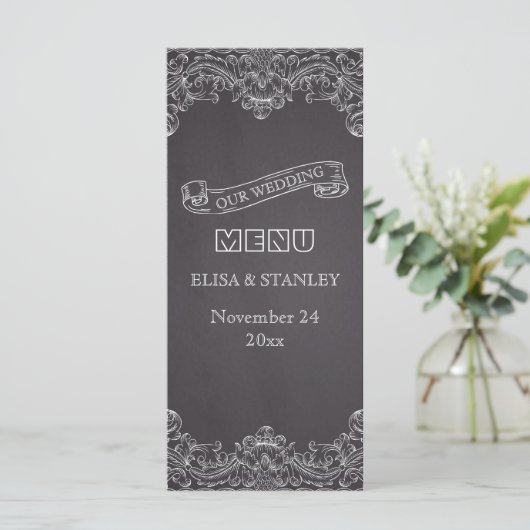 lijst- en krijtbordtrouwmenu menu (Staand voorkant)