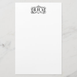 Lijst en monogram schuiven briefpapier