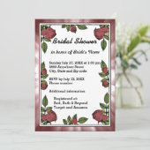 Lijst en rode rozen Bridal Shower Invitation Kaart (Staand voorkant)