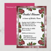 Lijst en rode rozen Bridal Shower Invitation Kaart (Voorkant / Achterkant)