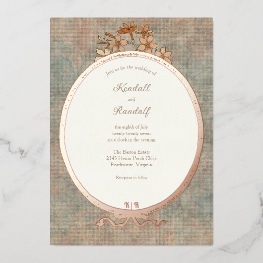 Lijst en Watered Silk 2 Folie Uitnodiging (Voorkant)