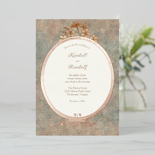 Lijst en Watered Silk 2 Folie Uitnodiging (Staand Voorkant)