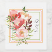 Lijst en Waterverf Rose Bouquet Wijn Etiket (Enkel label)