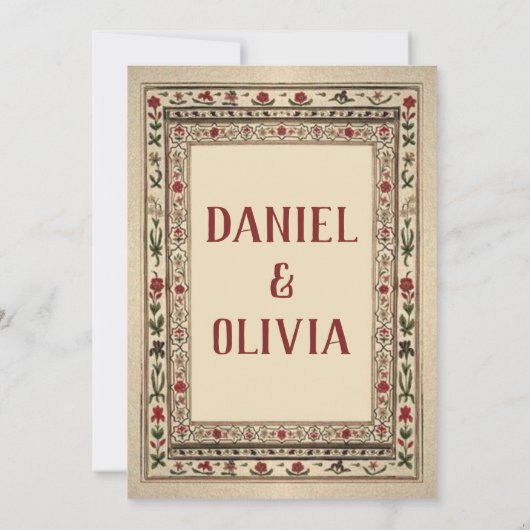 Lijst etnische motief bruiloft Bedankkaart (Achterkant)