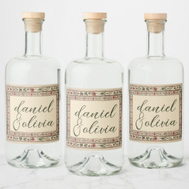 Lijst etnische motief bruiloft Likeurfles Etiket