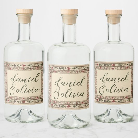  Lijst etnische motief bruiloft Likeurfles Etiket (Flessen)