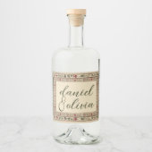  Lijst etnische motief bruiloft Likeurfles Etiket (Voorkant)