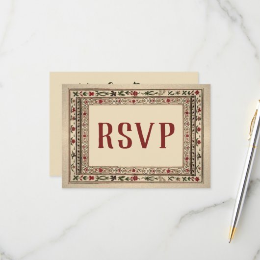  Lijst etnische motief bruiloft RSVP Kaartje (Voorkant / Achterkant in situ)