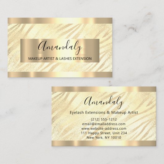 Lijst Event Planner Silver Yellow Zebra Visitekaartje (Voorkant / Achterkant)