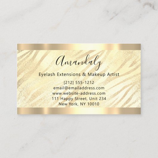 Lijst Event Planner Silver Yellow Zebra Visitekaartje (Achterkant)