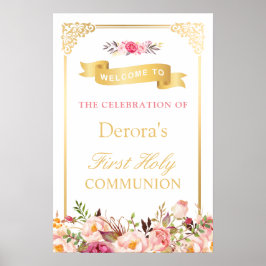  Lijst Floral | Eerste Heilige Communie Poster