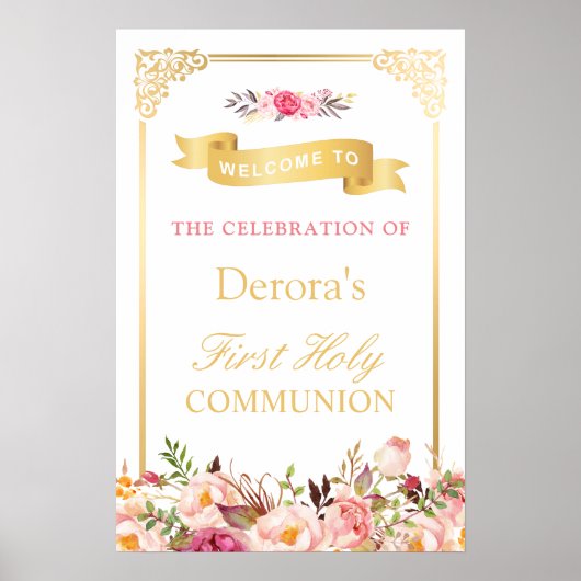  Lijst Floral | Eerste Heilige Communie Poster (Voorkant)