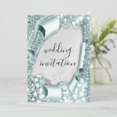Lijst Florals Silver Aqua Mint Kaart (Staand voorkant)