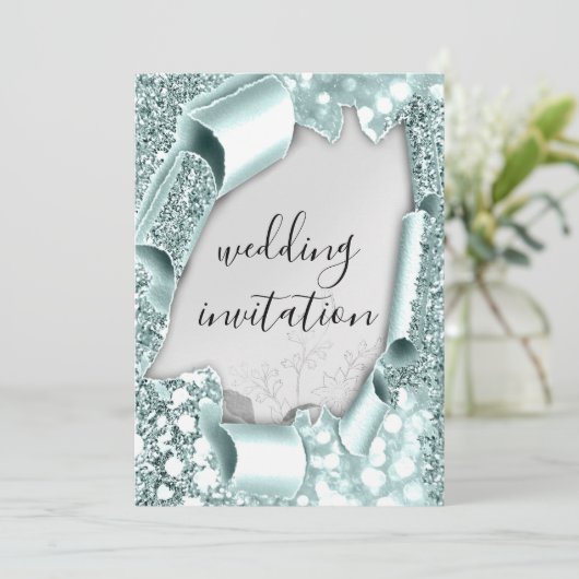 Lijst Florals Silver Aqua Mint Kaart (Staand voorkant)