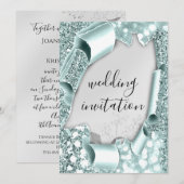 Lijst Florals Silver Aqua Mint Kaart (Voorkant / Achterkant)