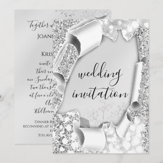 Lijst Florals Silver Grey voor weddenschap met 3D Kaart (Voorkant / Achterkant)