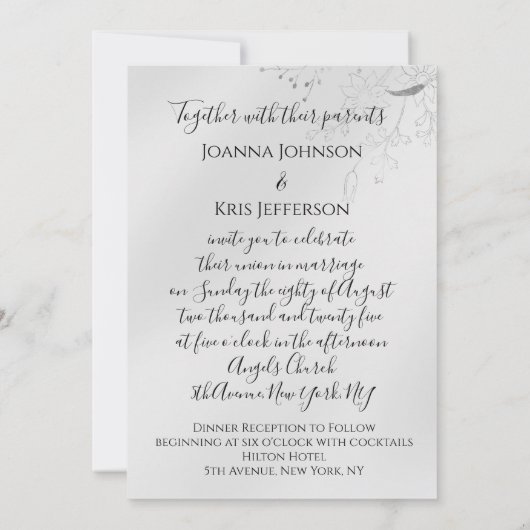 Lijst Florals Silver Roos Blush  Kaart (Achterkant)