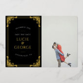 Lijst Foto Opslaan de Echte Datum Folie Folie Uitnodiging (Voorkant)