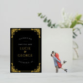   Lijst Foto Opslaan de Echte Datum Folie Folie Uitnodiging (Staand Voorkant)