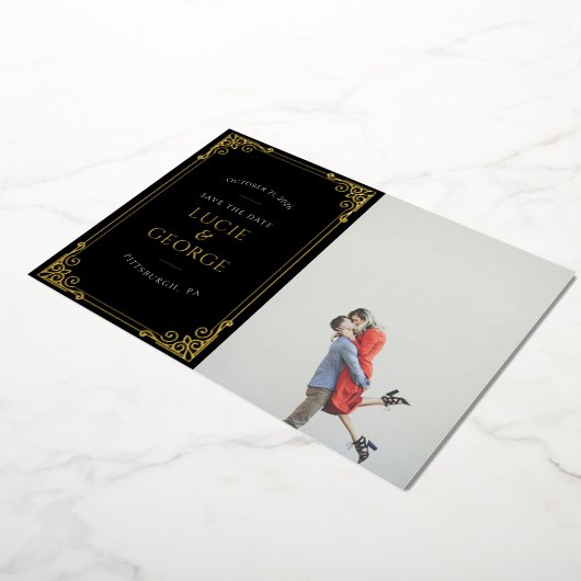 Lijst Foto Opslaan de Echte Datum Folie Folie Uitnodiging (Gedraaid)