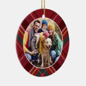 Lijst foto rood gepersonaliseerd kerstfeest keramisch ornament (Rechts)