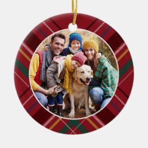 Lijst foto rood gepersonaliseerd kerstfeest keramisch ornament