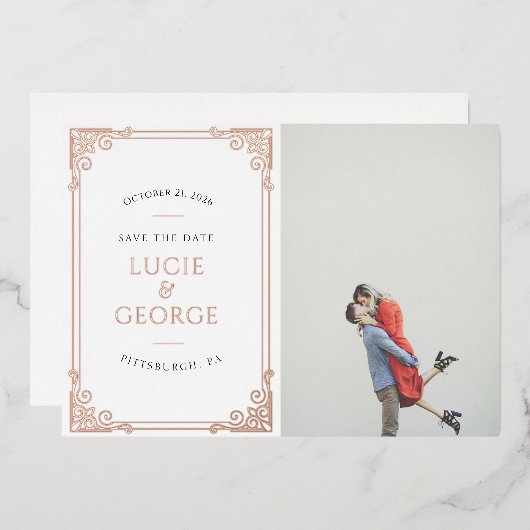   Lijst Foto slaat de werkelijke datum op Folie Uitnodiging (Voorkant / Achterkant)